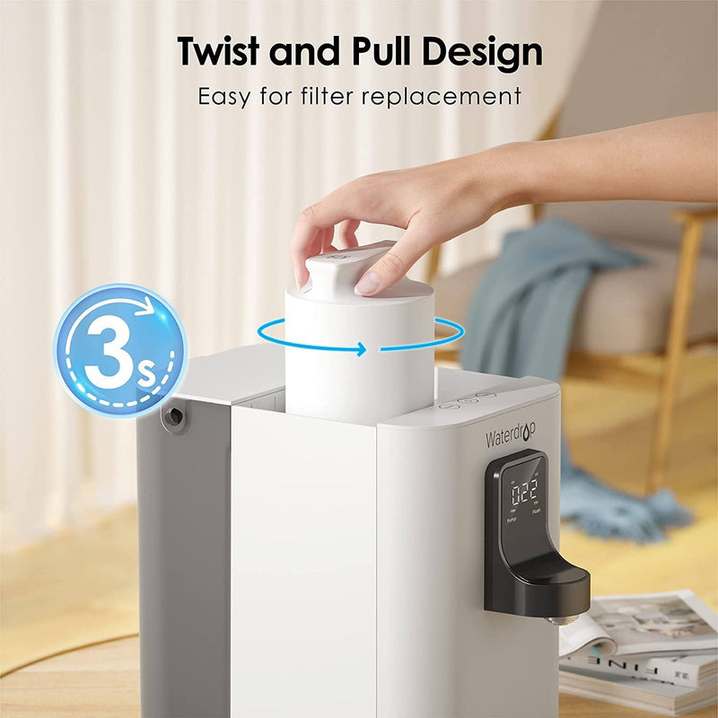 Waterdrop Countertop Reverse Osmosis Water Filter System, 6-stage Filtration, with Smart Display, White (WD-K19-S)