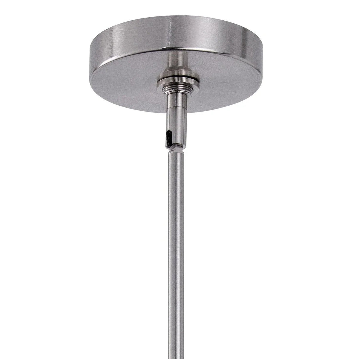 Round metal ceiling canopy and straight stem for island pendant light, brush nickel