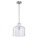 Parrot Uncle Kara Farmhouse 1-Light Textured Glass Nickel Island Pendant Light