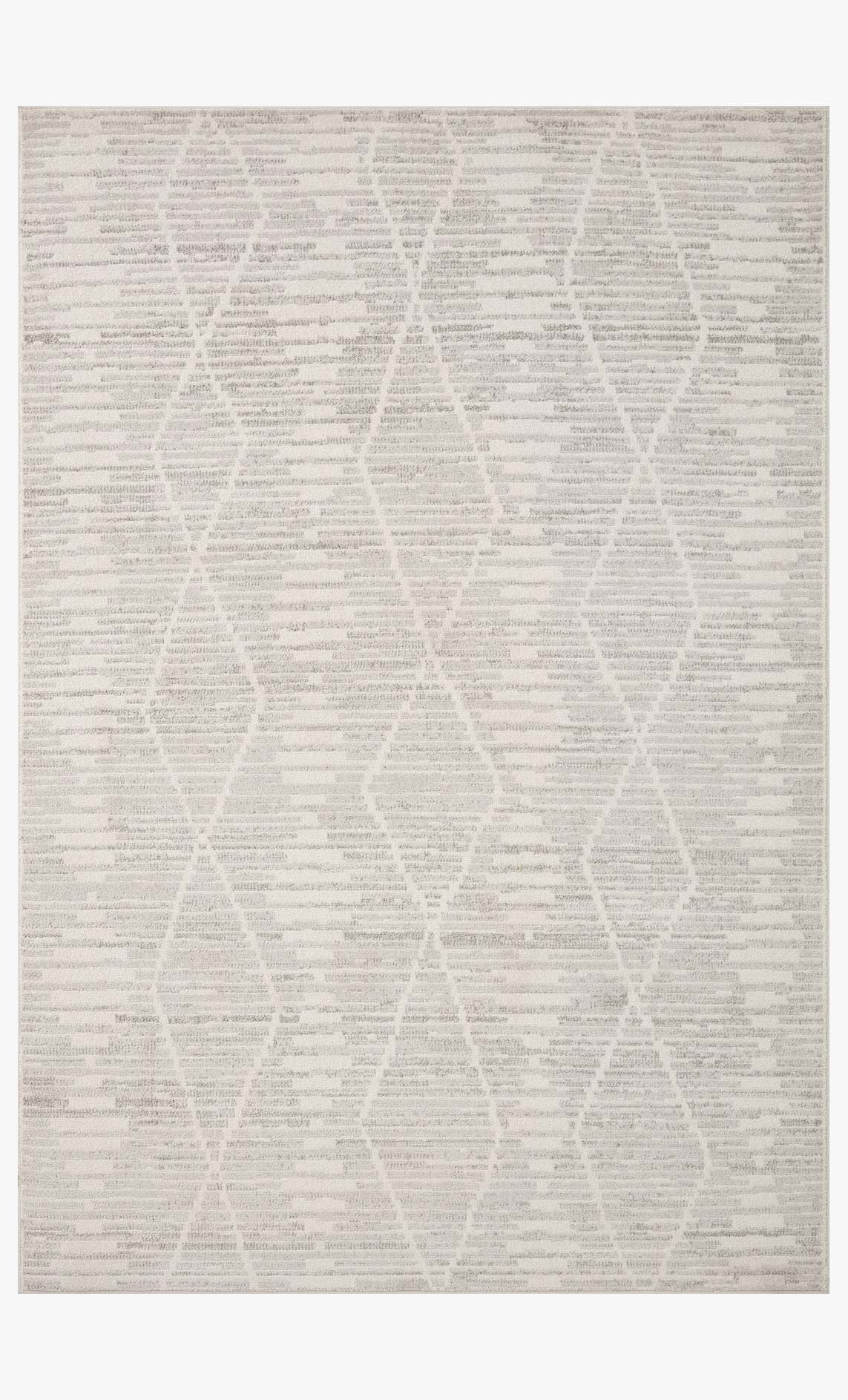 Ivory and silver area rug with abstract geometric motif and fine woven texture