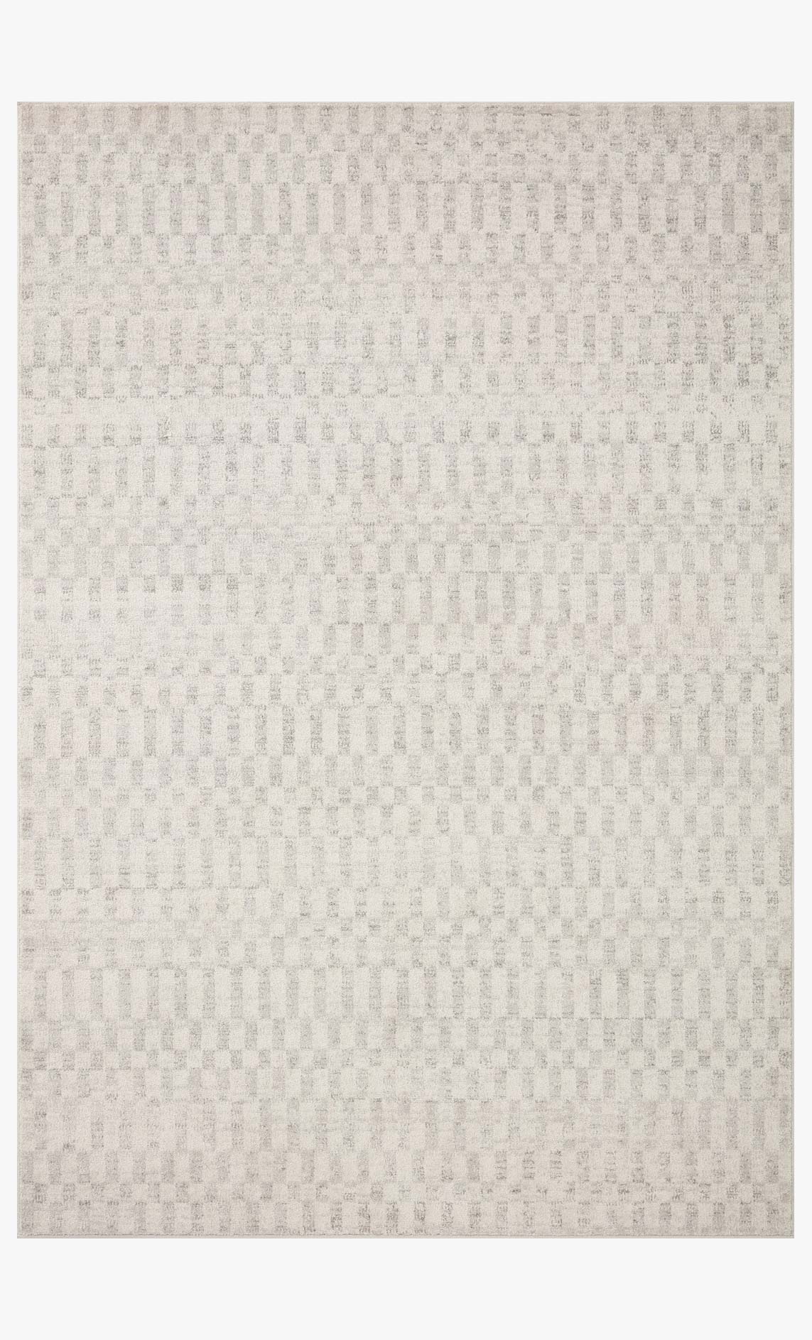 Ivory and grey accent rug with evenly spaced textured square pattern
