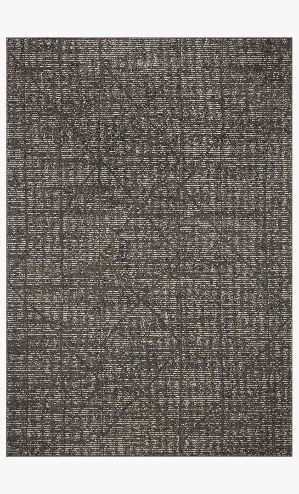 Charcoal and ivory geometric accent rug with grid and diamond pattern