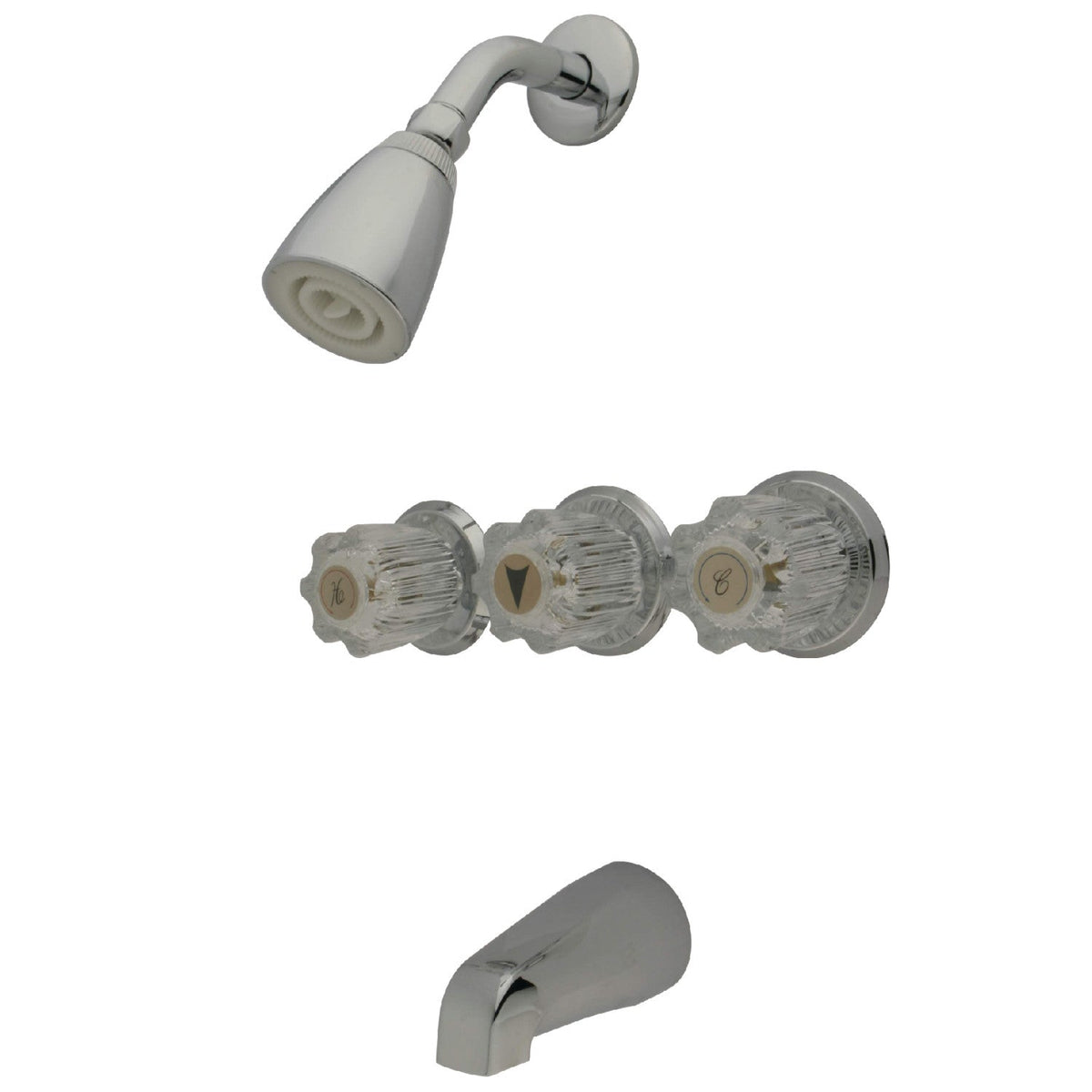 Triple-Handle Tub and Shower Faucet in Polished Chrome