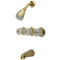 Kingston Brass Triple-Handle Tub and Shower Faucet, Polished Brass (KB132)