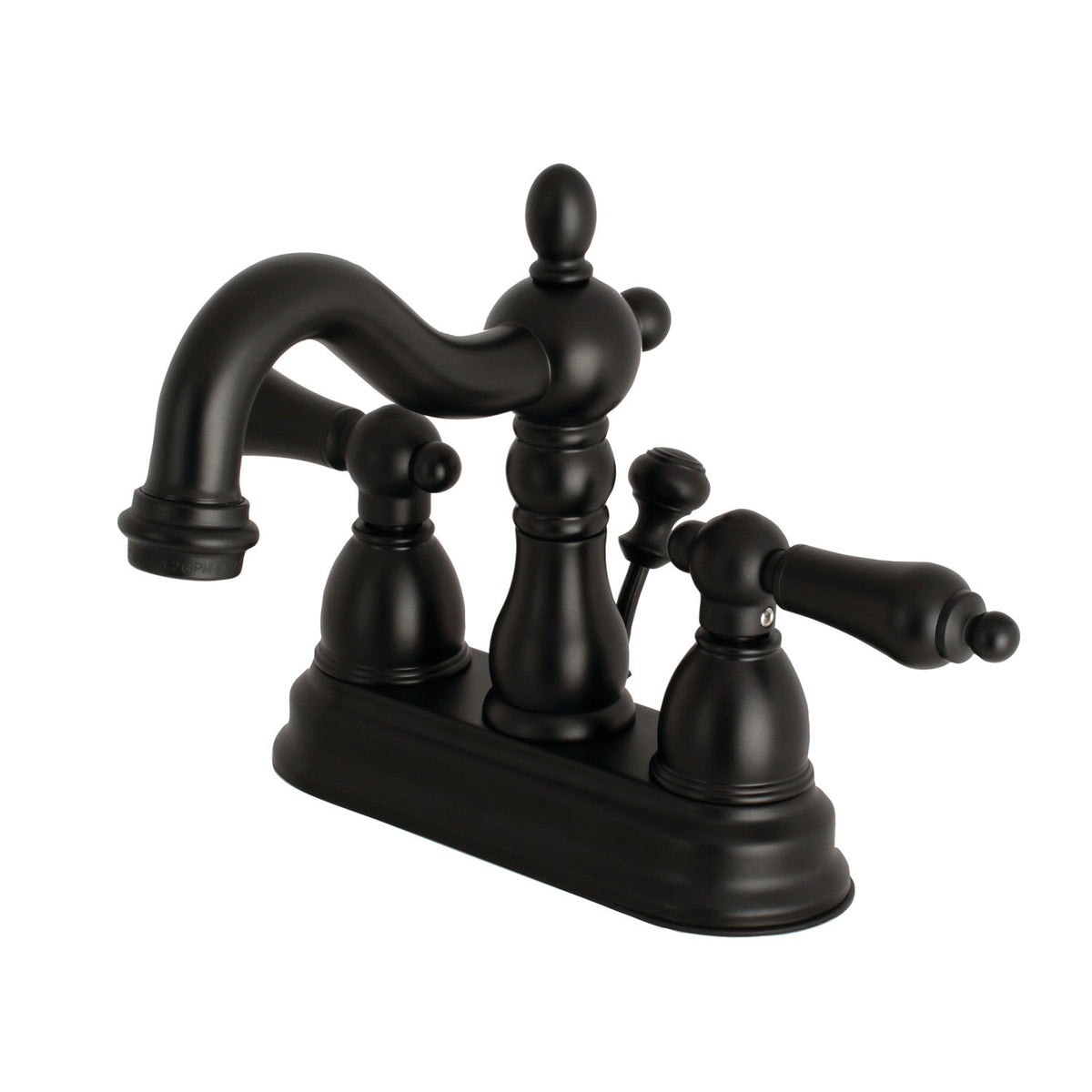 Heritage Double-Handle 4" Centerset Bathroom Faucet with Pop-Up Drain in Matte Black