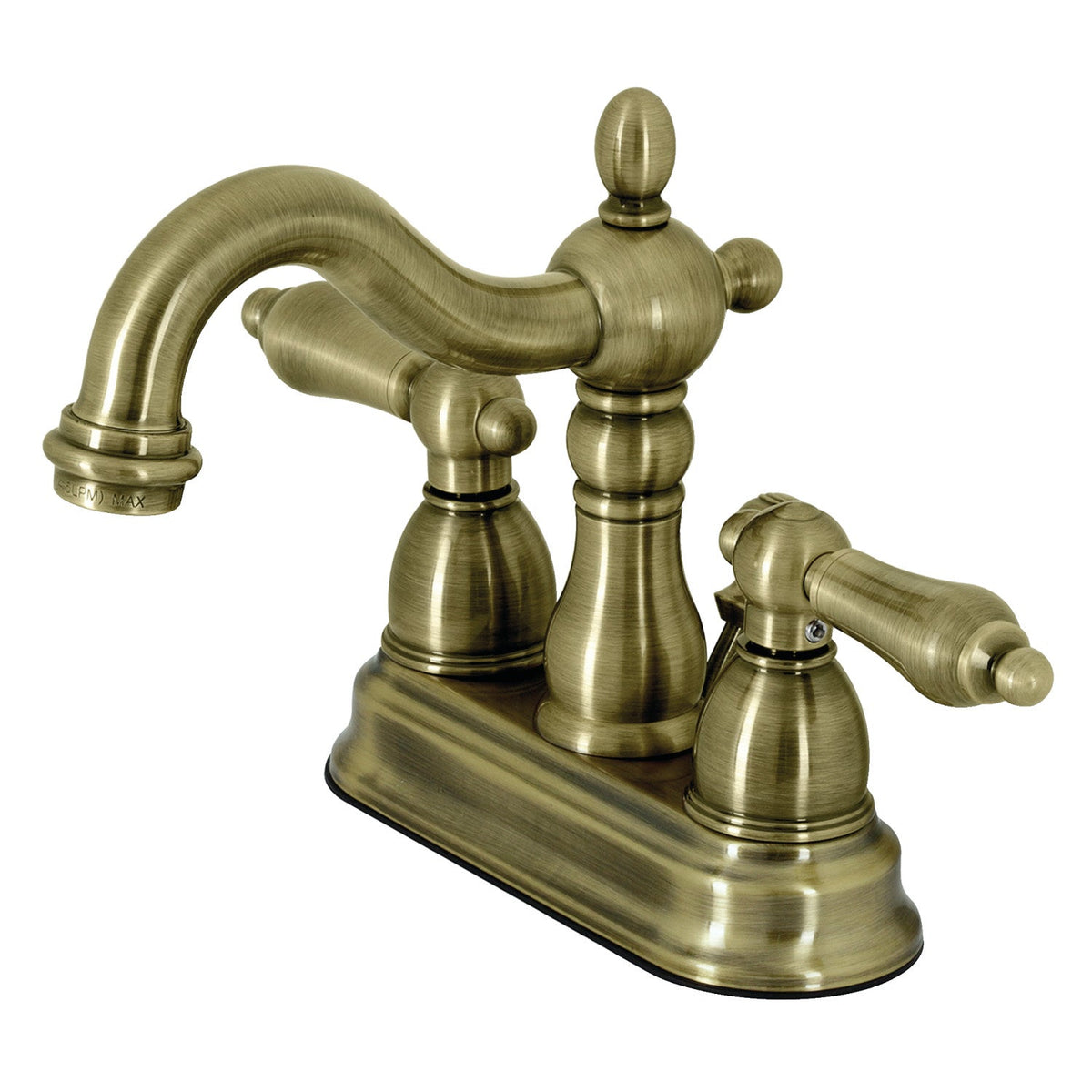 Heritage Double-Handle 4" Centerset Bathroom Faucet with Pop-Up Drain in Antique Brass