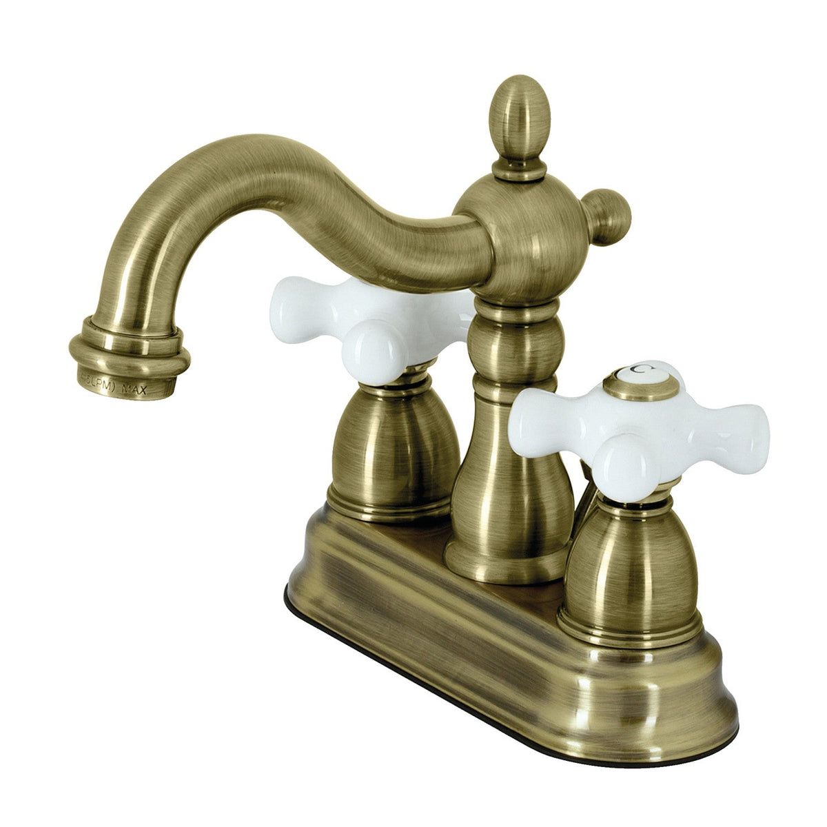 Heritage Double-Handle 4" Centerset Bathroom Faucet with Pop-Up Drain in Antique Brass