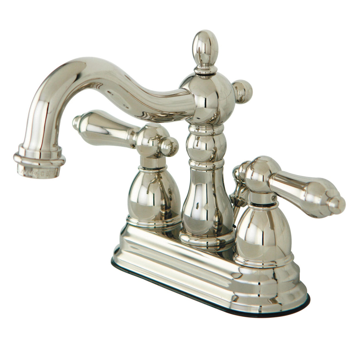 Heritage Double-Handle 4" Centerset Bathroom Faucet with Pop-Up Drain in Polished Nickel