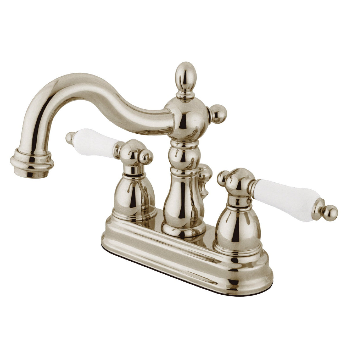 Heritage Double-Handle 4" Centerset Bathroom Faucet with Pop-Up Drain in Polished Nickel