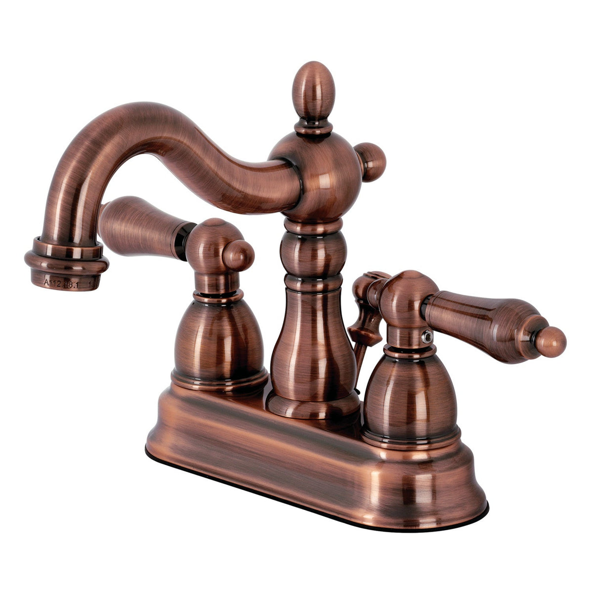 Heritage Double-Handle 4" Centerset Bathroom Faucet with Pop-Up Drain in Antique Copper