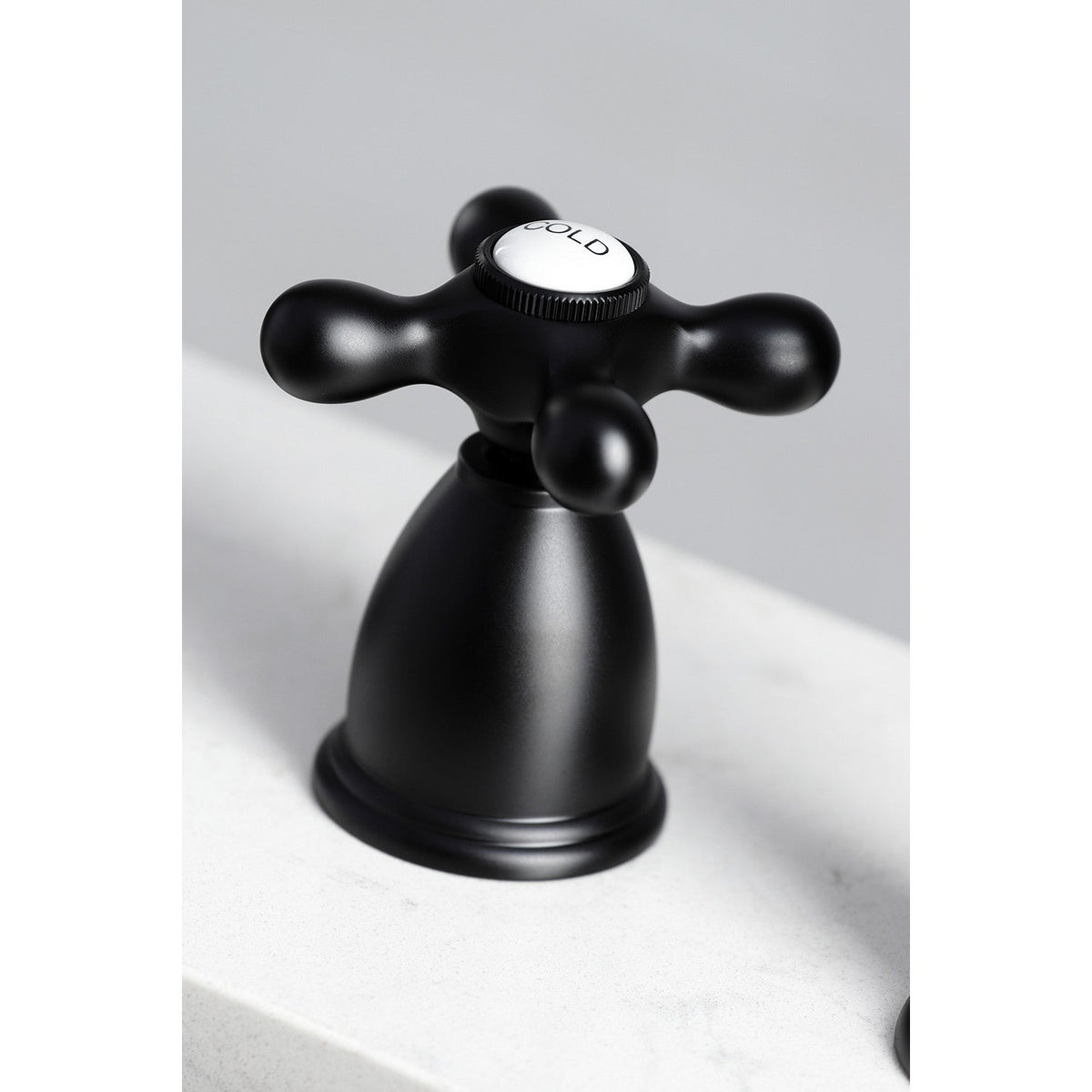 Heritage Double-Handle Widespread Kitchen Faucet with Brass Sprayer in Matte Black