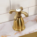 Kingston Brass French Country Double-Handle Widespread Kitchen Faucet with Brass Sprayer, Brushed Brass (KB1797TXBS)