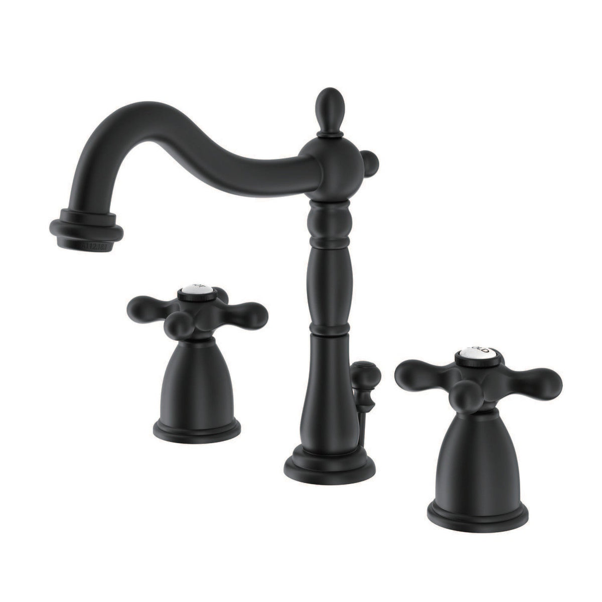 Heritage Widespread Bathroom Faucet with Brass Pop-Up in Matte Black