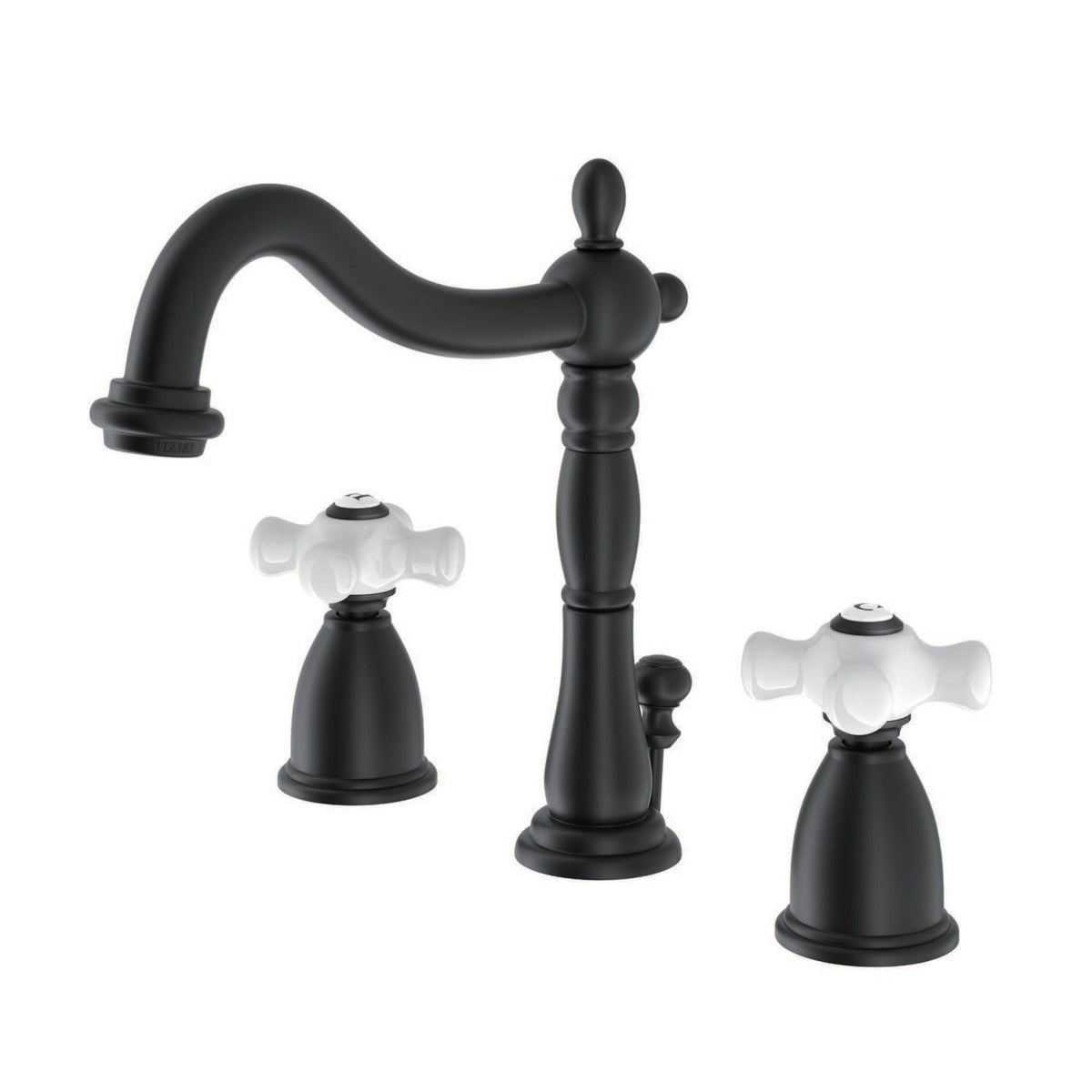 Heritage Widespread Bathroom Faucet with Brass Pop-Up in Matte Black