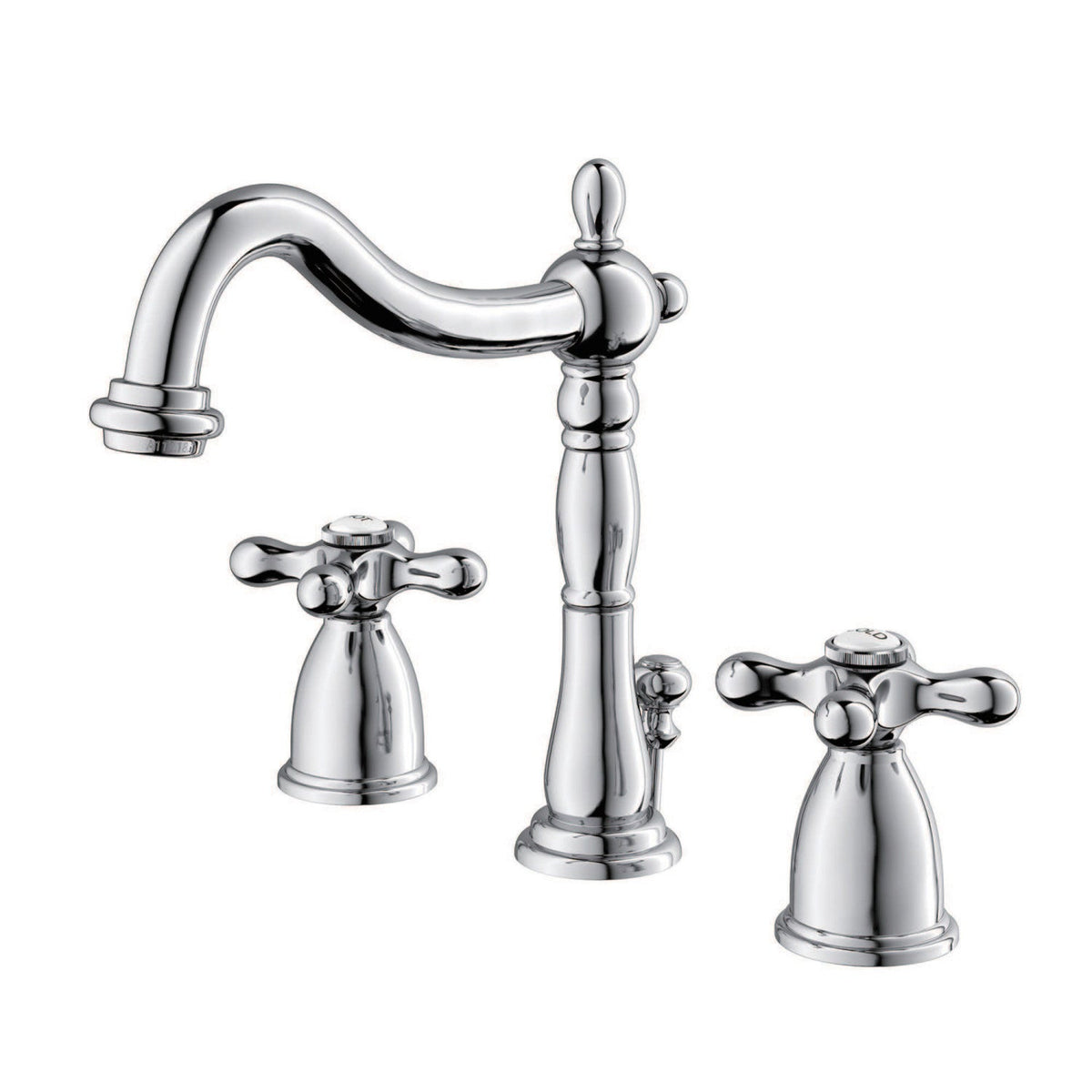 Heritage Widespread Bathroom Faucet with Pop-Up Drain in Polished Chrome
