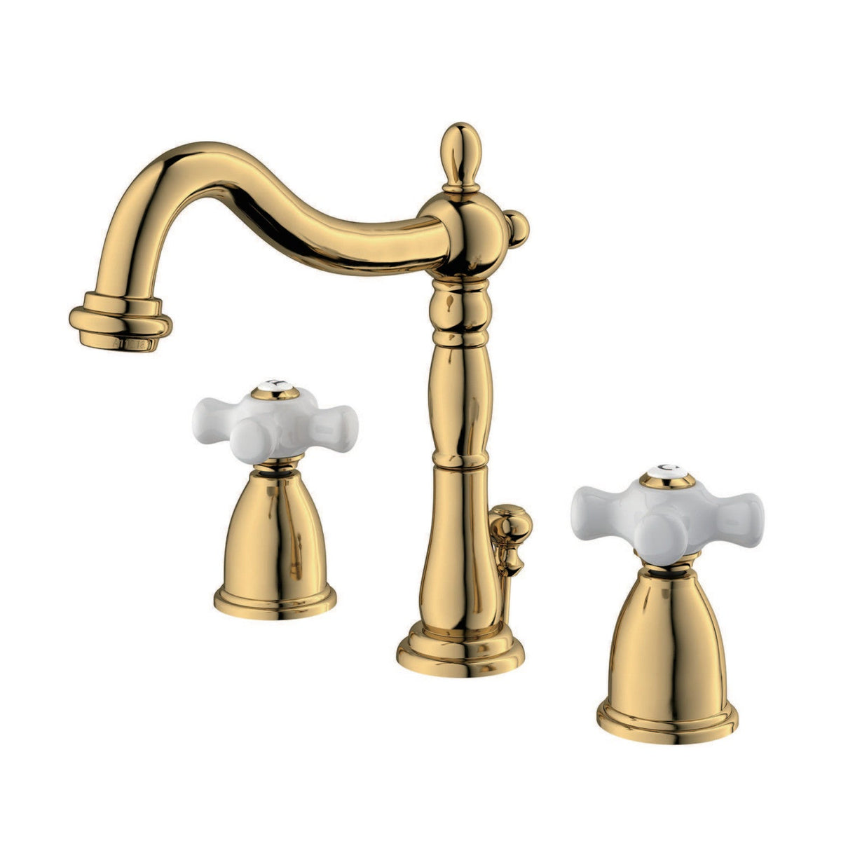 Heritage Widespread Bathroom Faucet with Brass Pop-Up in Polished Brass