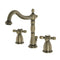 Kingston Brass Heritage Widespread Bathroom Faucet with Brass Pop-Up, Antique Brass (KB1973AX)