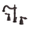 Kingston Brass Heritage Widespread Bathroom Faucet with Pop-Up Drain, Oil Rubbed Bronze (KB1975AL)