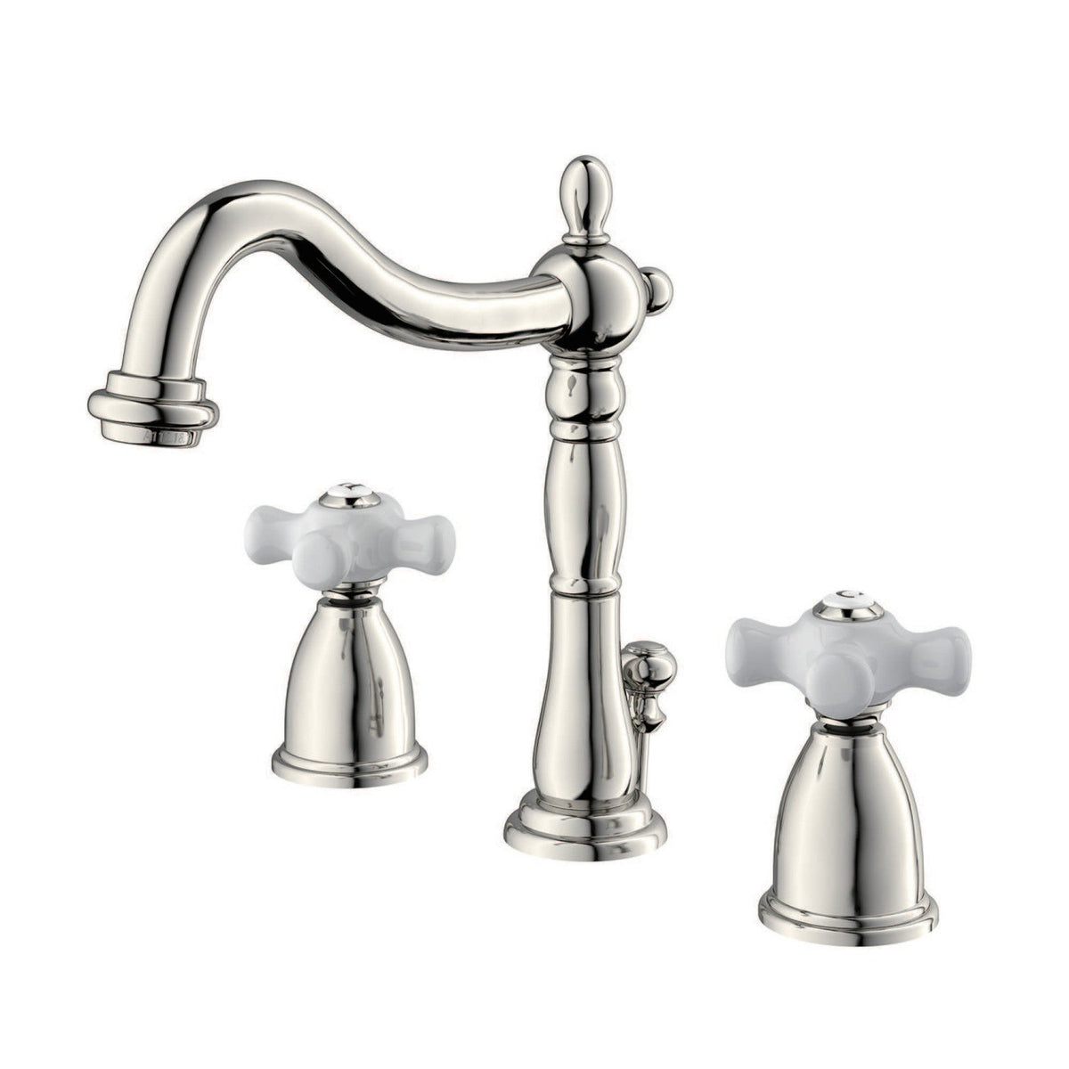 Heritage Widespread Bathroom Faucet with Brass Pop-Up in Polished Nickel