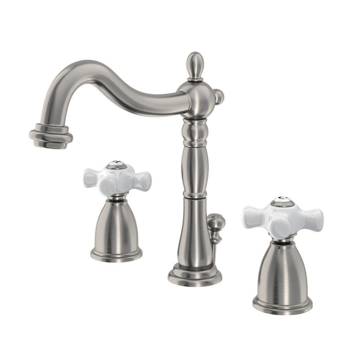 Heritage Widespread Bathroom Faucet with Pop-Up Drain in Brushed Nickel