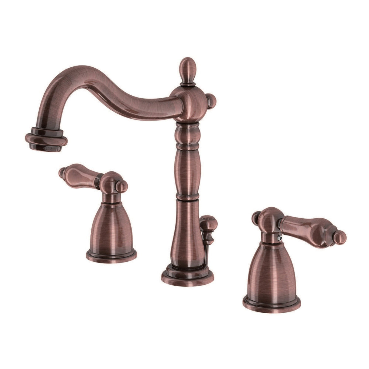 Heritage Widespread Bathroom Faucet with Brass Pop-Up in Antique Copper