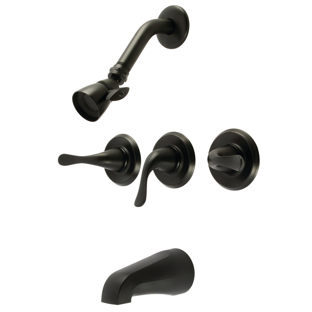 Yosemite Triple-Handle Tub and Shower Faucet in Matte Black
