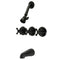 Kingston Brass Victorian Triple-Handle Tub and Shower Faucet, Matte Black (KB230AX)