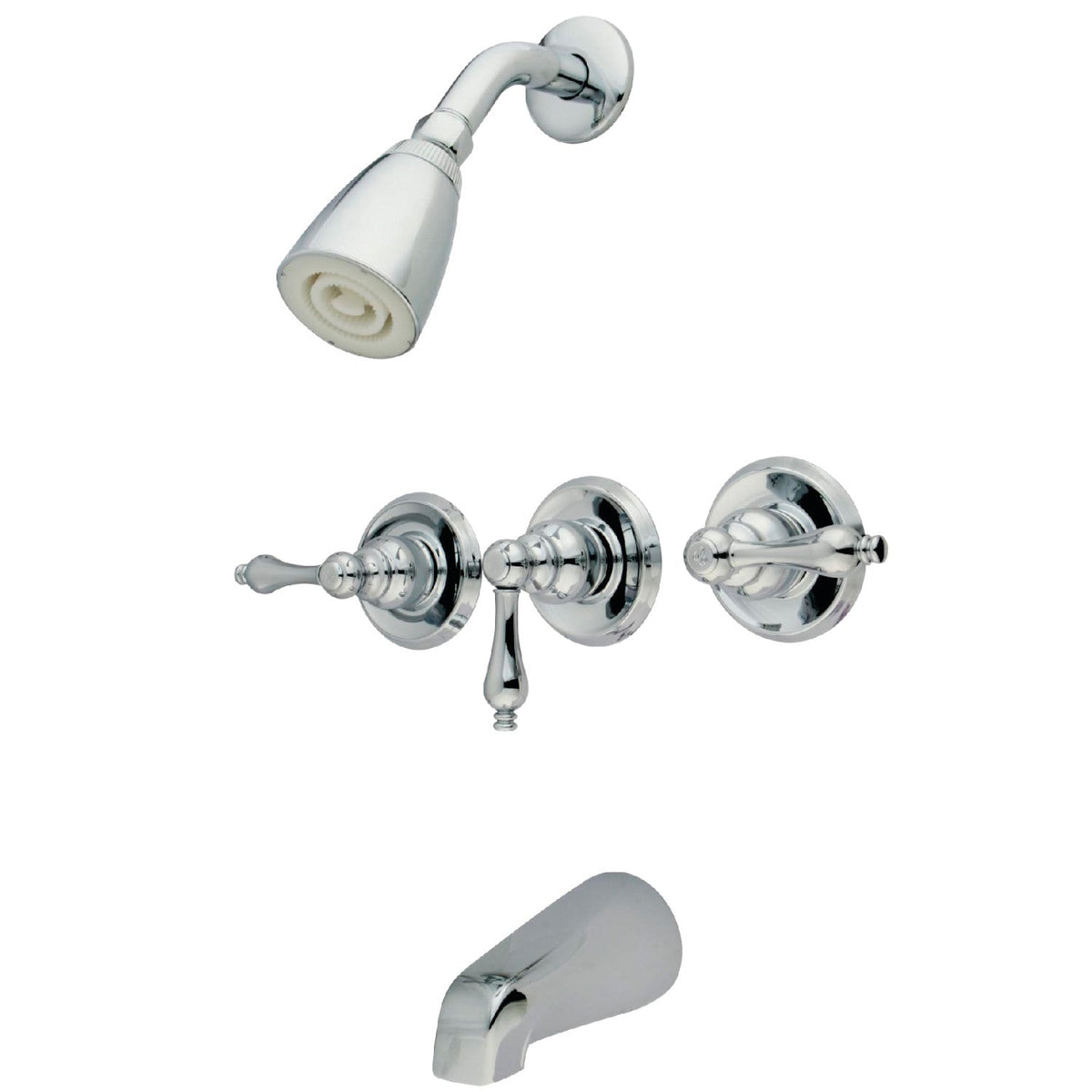 Victorian Triple-Handle Tub and Shower Faucet in Polished Chrome