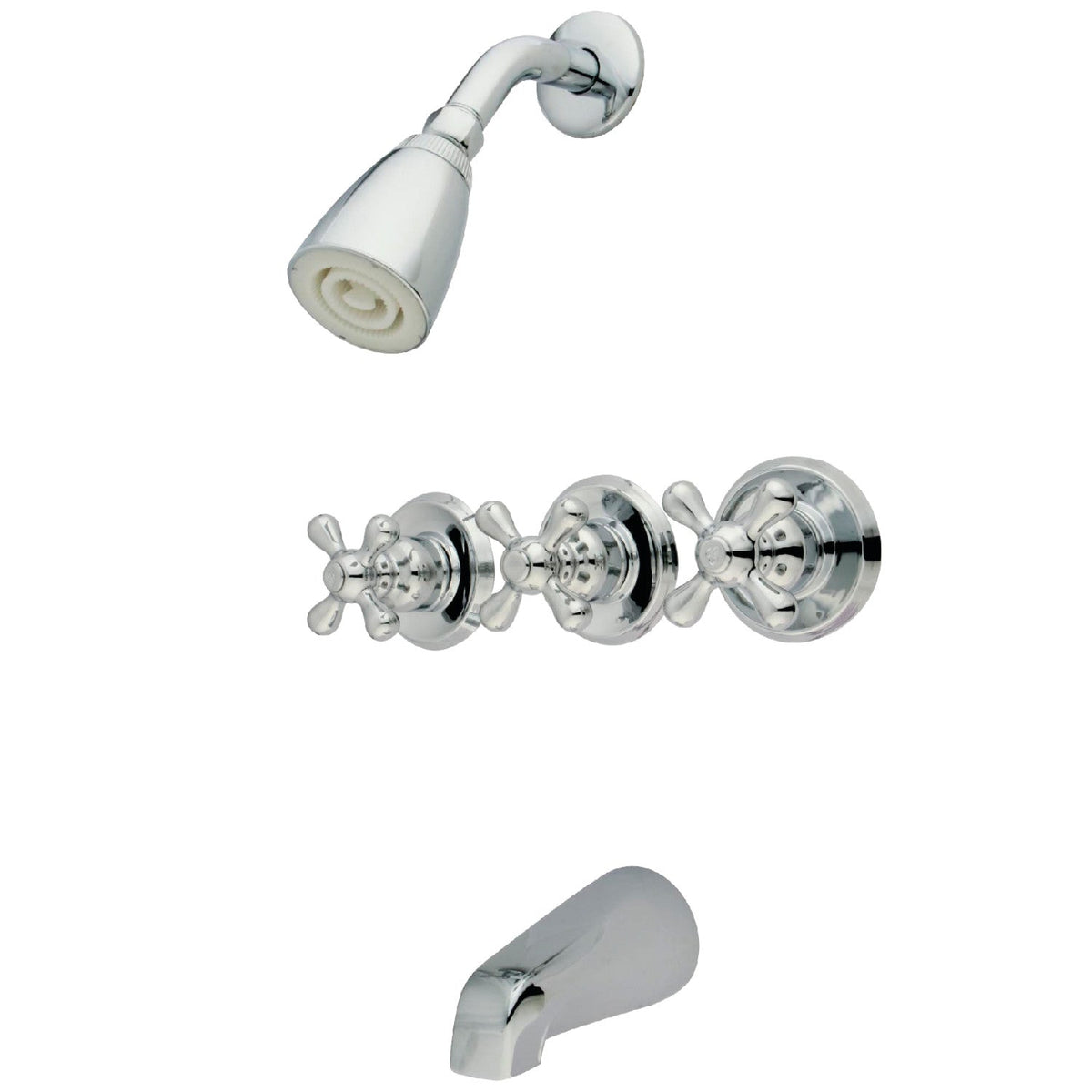 Victorian Triple-Handle Tub and Shower Faucet in Polished Chrome