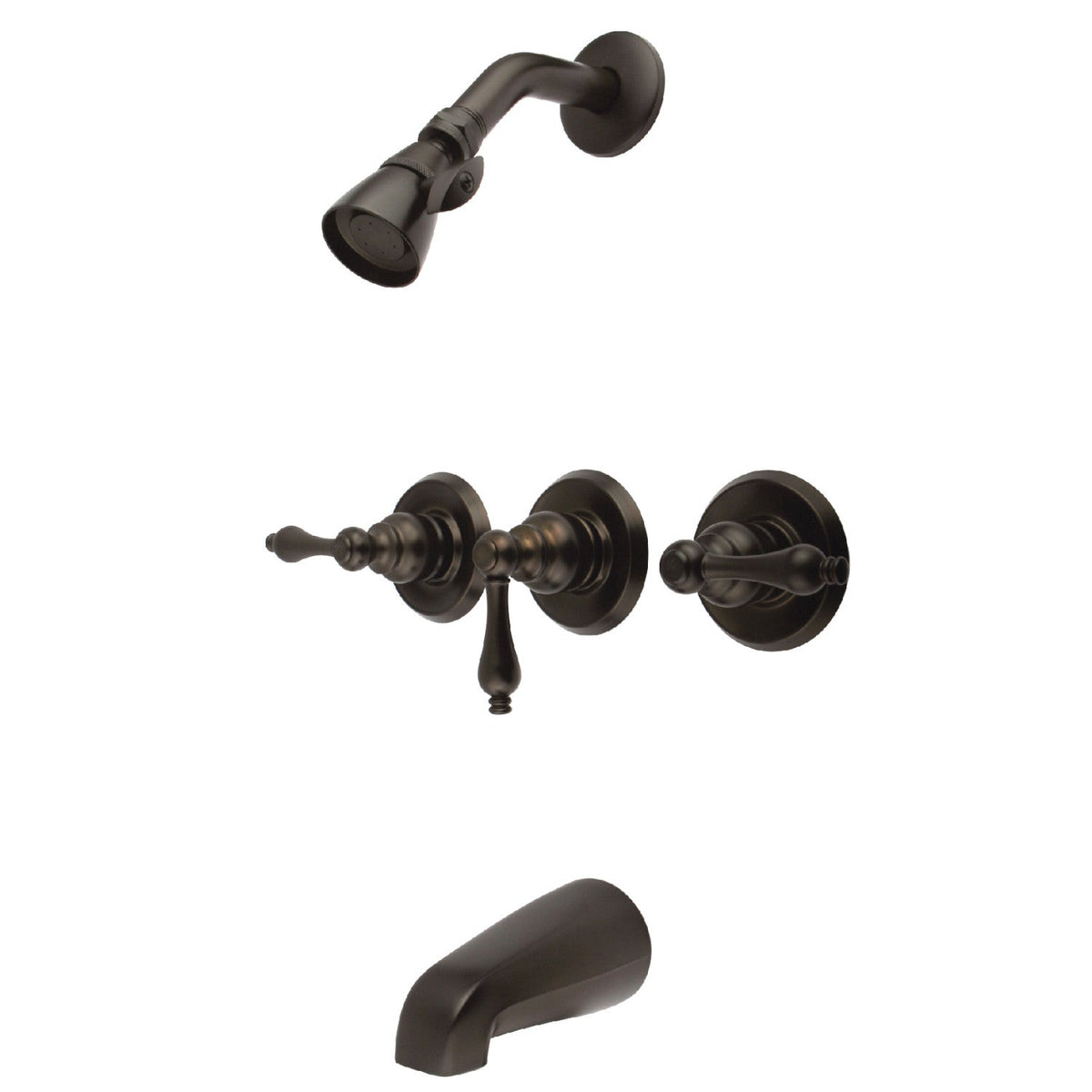 Victorian Triple-Handle Tub and Shower Faucet in Oil Rubbed Bronze