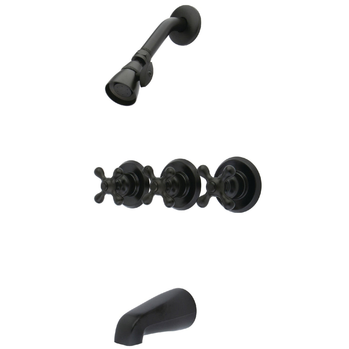 Victorian Triple-Handle Tub and Shower Faucet in Oil Rubbed Bronze