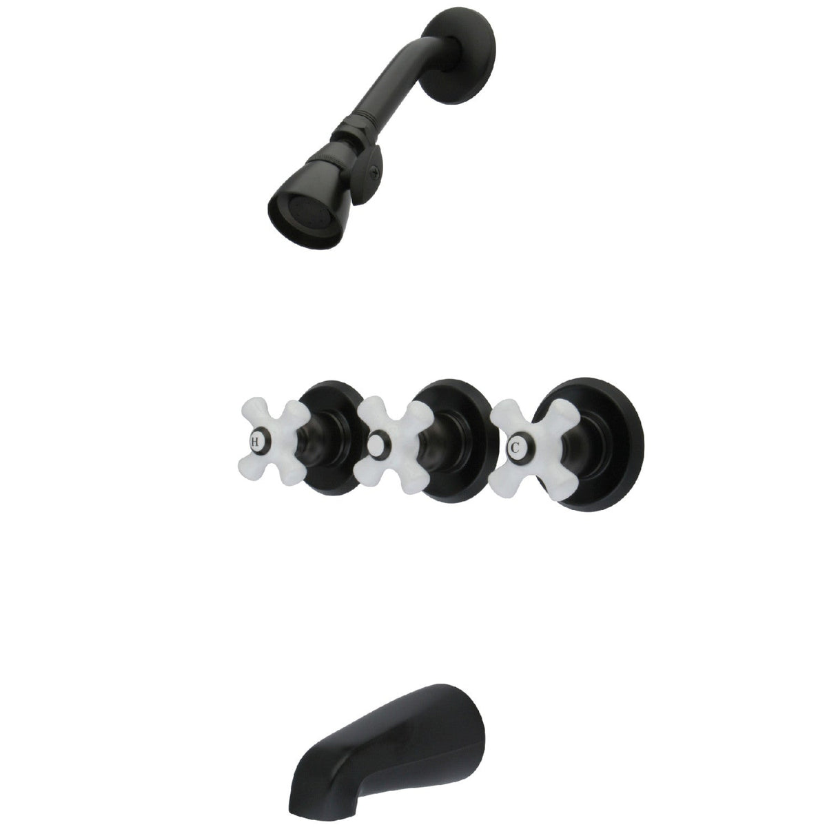 Victorian Triple-Handle Tub and Shower Faucet in Oil Rubbed Bronze