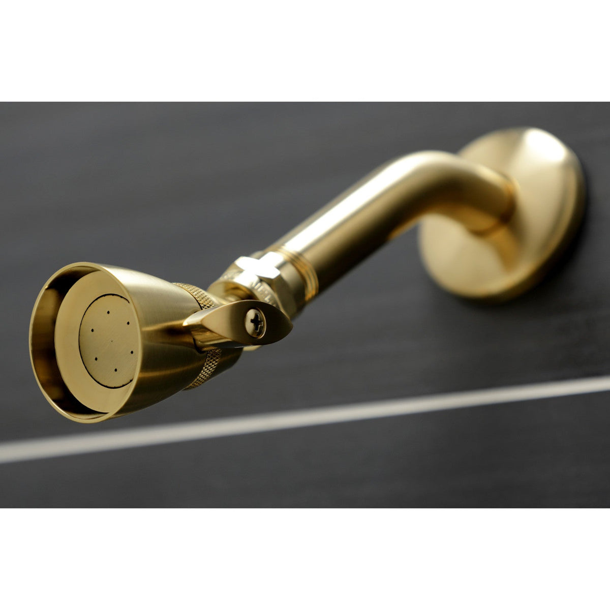 Victorian Triple-Handle Tub and Shower Faucet in Brushed Brass