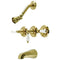 Kingston Brass Victorian Triple-Handle Tub and Shower Faucet, Brushed Brass (KB237PL)