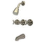 Kingston Brass Victorian Triple-Handle Tub and Shower Faucet, Brushed Nickel (KB238AX)