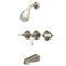 Kingston Brass Victorian Triple-Handle Tub and Shower Faucet, Brushed Nickel (KB238PL)