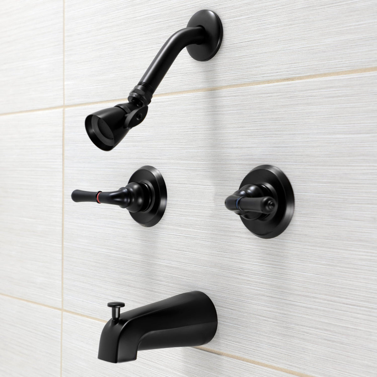 Magellan Double-Handle Tub and Shower Faucet in Matte Black