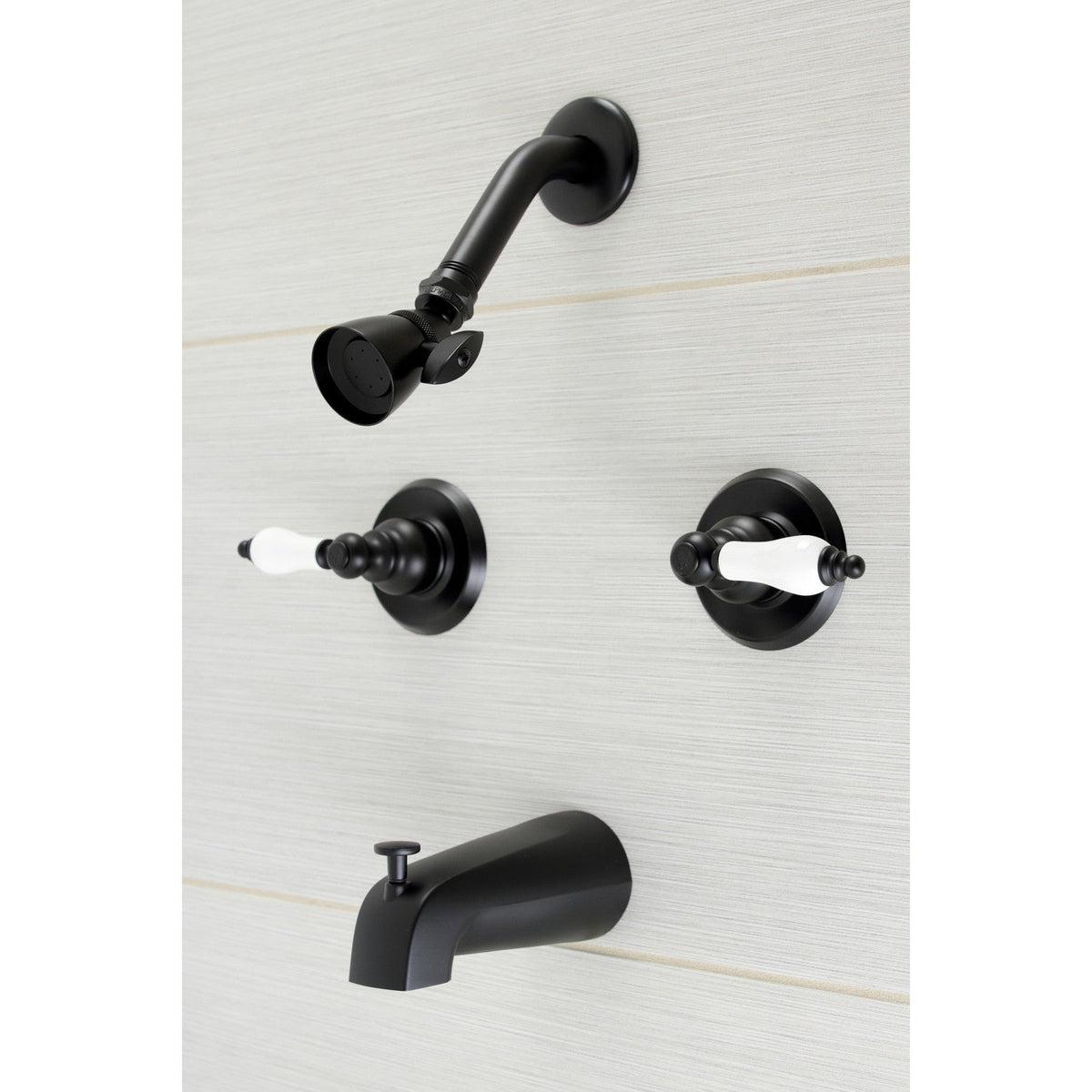 Victorian Double-Handle Tub and Shower Faucet in Matte Black