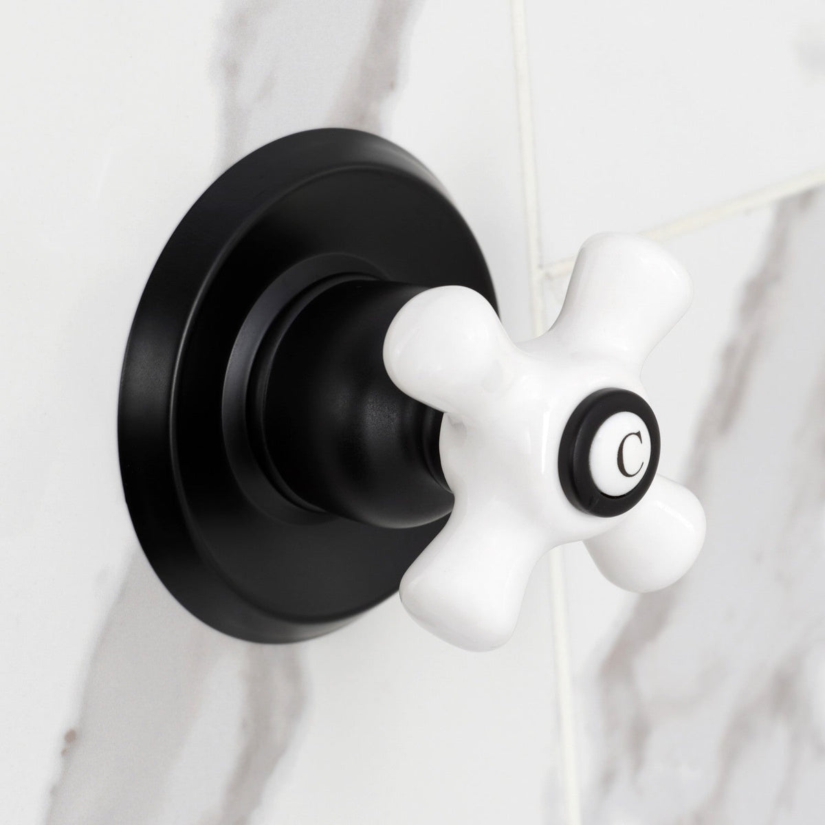 Victorian Double-Handle Shower Faucet in Matte Black