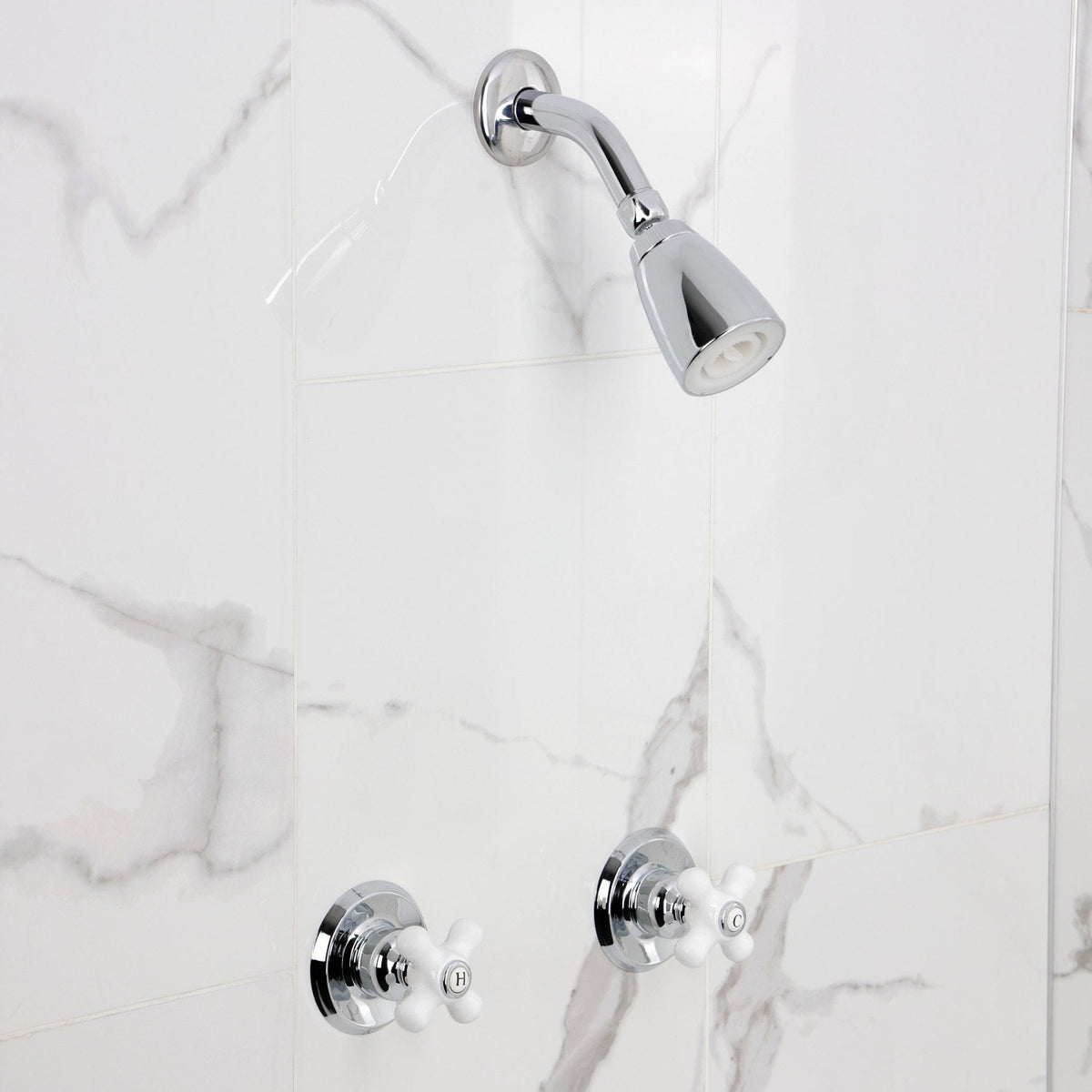 Victorian Double-Handle Shower Faucet in Polished Chrome