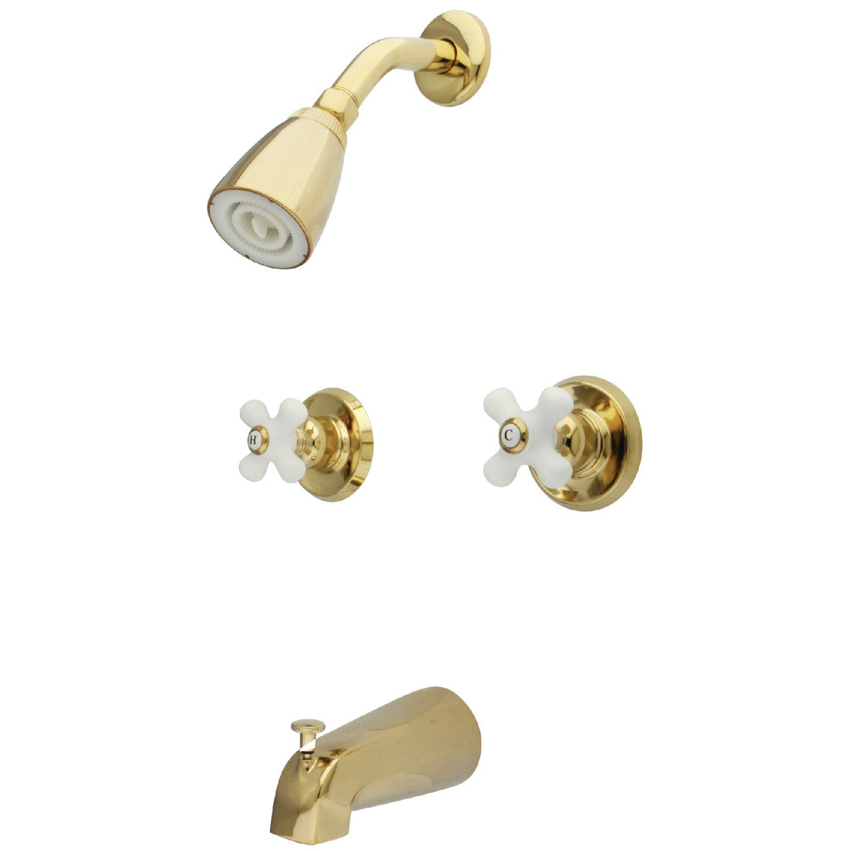Victorian Double-Handle Tub and Shower Faucet in Polished Brass