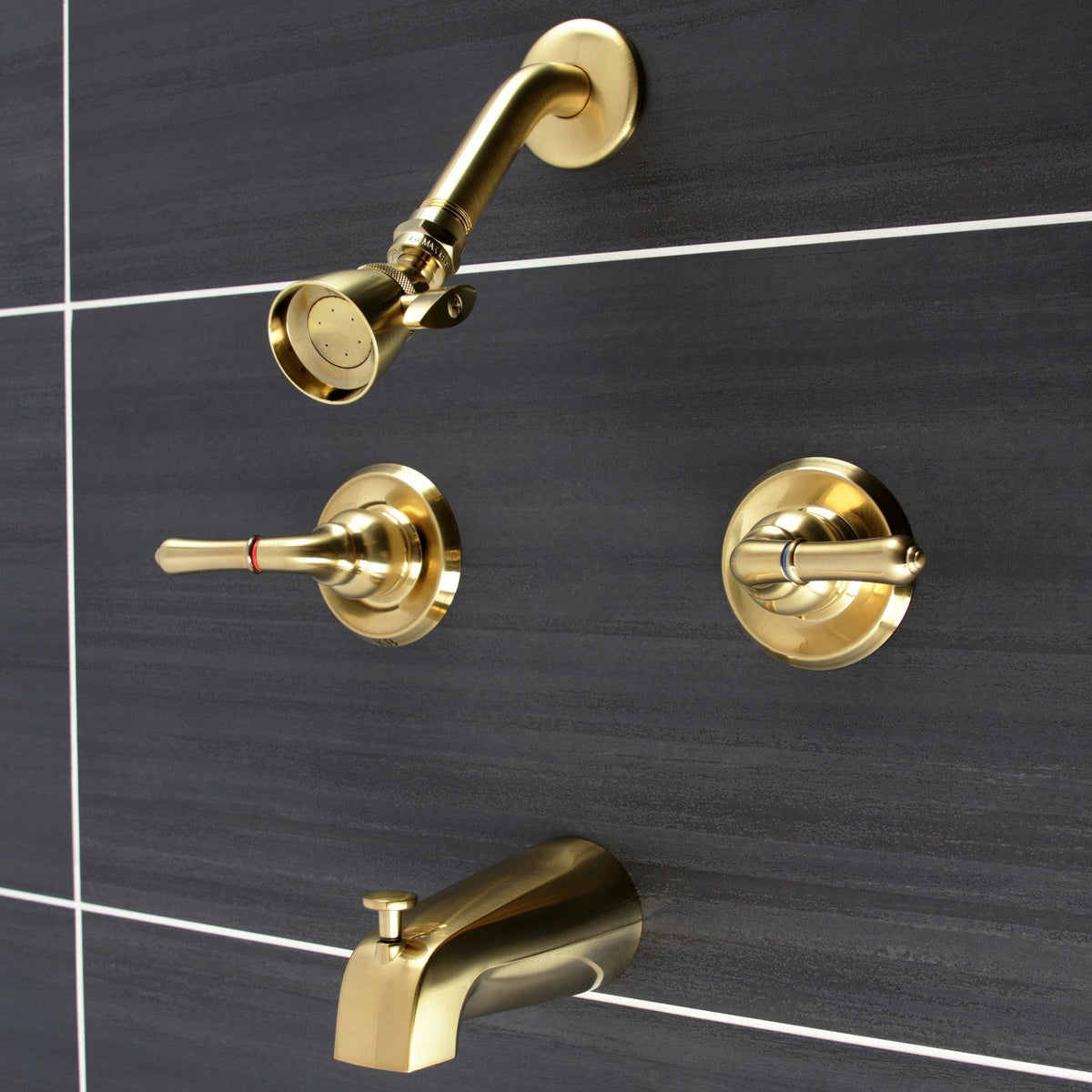 Magellan Double-Handle Tub and Shower Faucet in Brushed Brass