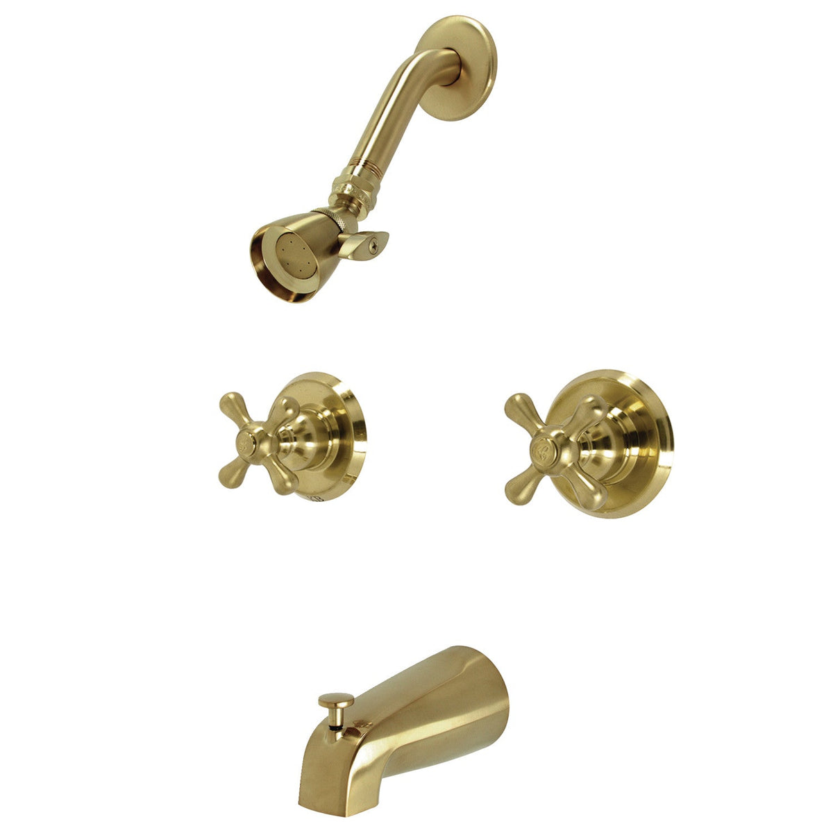 Victorian Double-Handle Tub and Shower Faucet in Brushed Brass