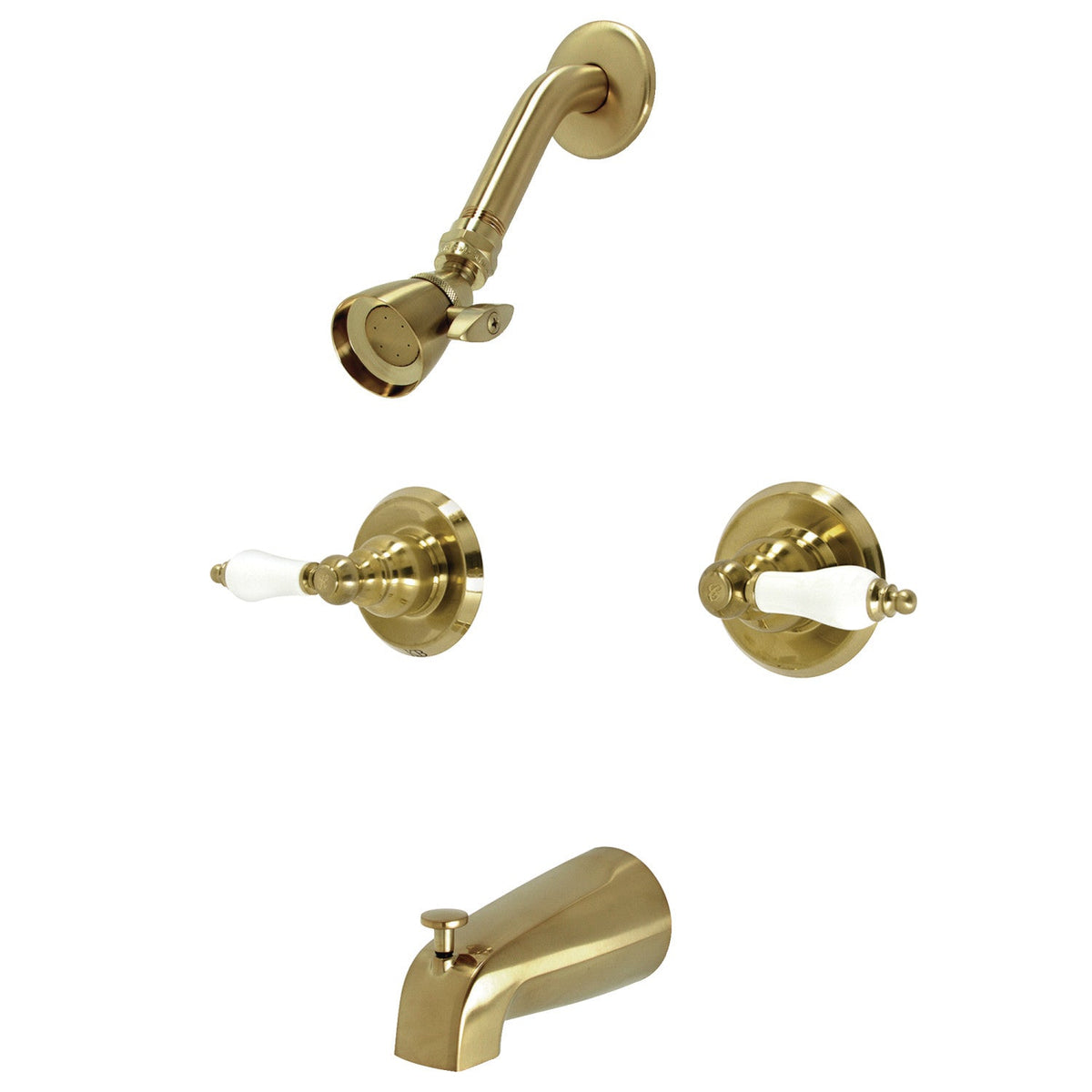 Victorian Double-Handle Tub and Shower Faucet in Brushed Brass