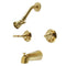 Kingston Brass Magellan Double-Handle Tub and Shower Faucet, Brushed Brass (KB247)