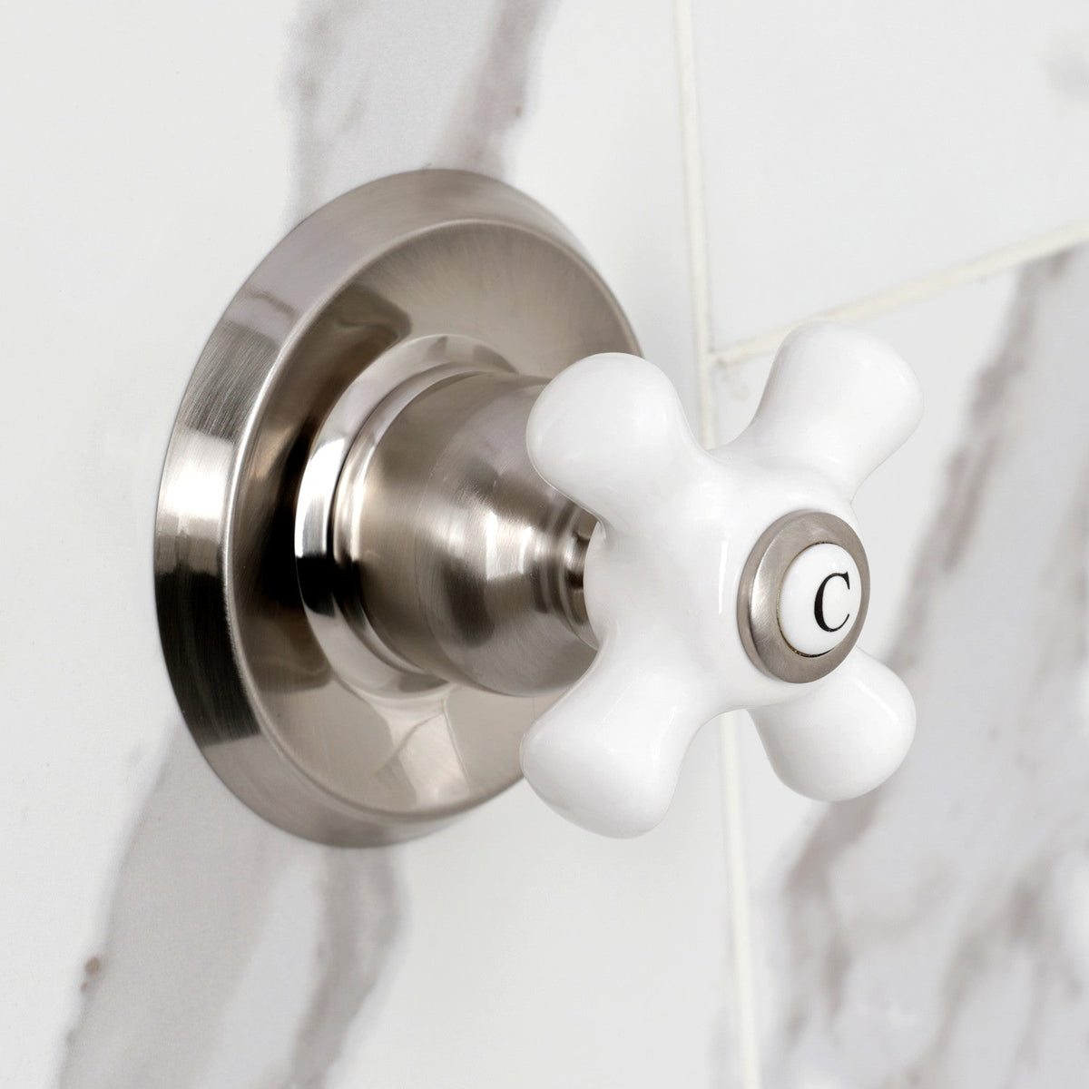 Victorian Double-Handle Shower Faucet in Brushed Nickel