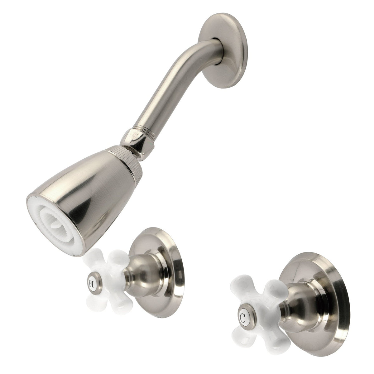 Victorian Double-Handle Shower Faucet in Brushed Nickel