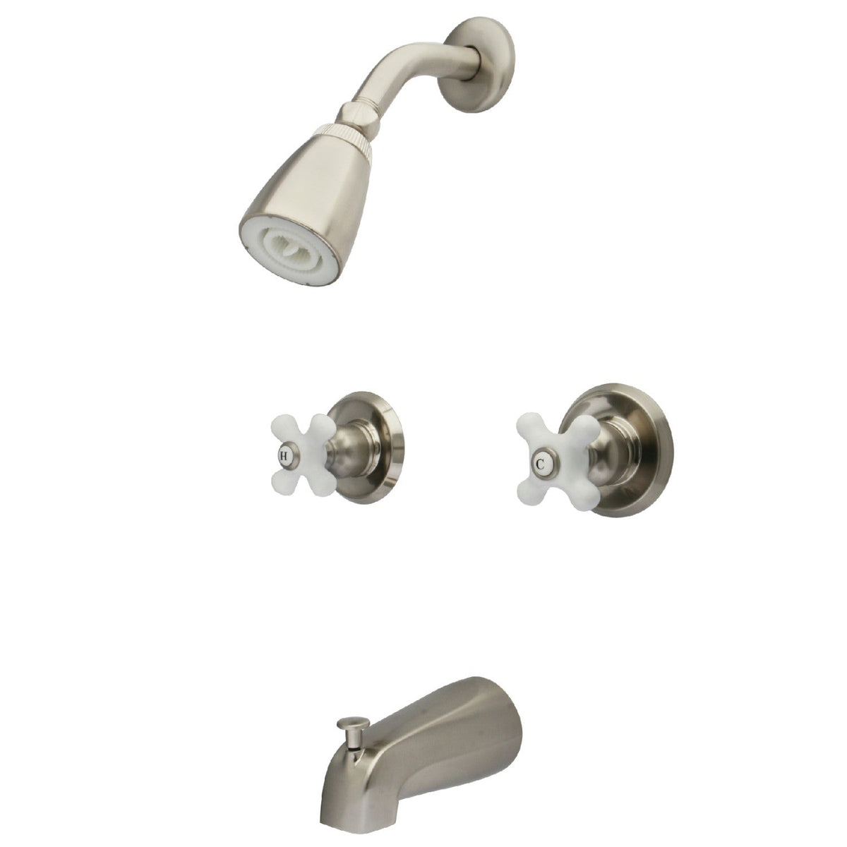 Victorian Double-Handle Tub and Shower Faucet in Brushed Nickel