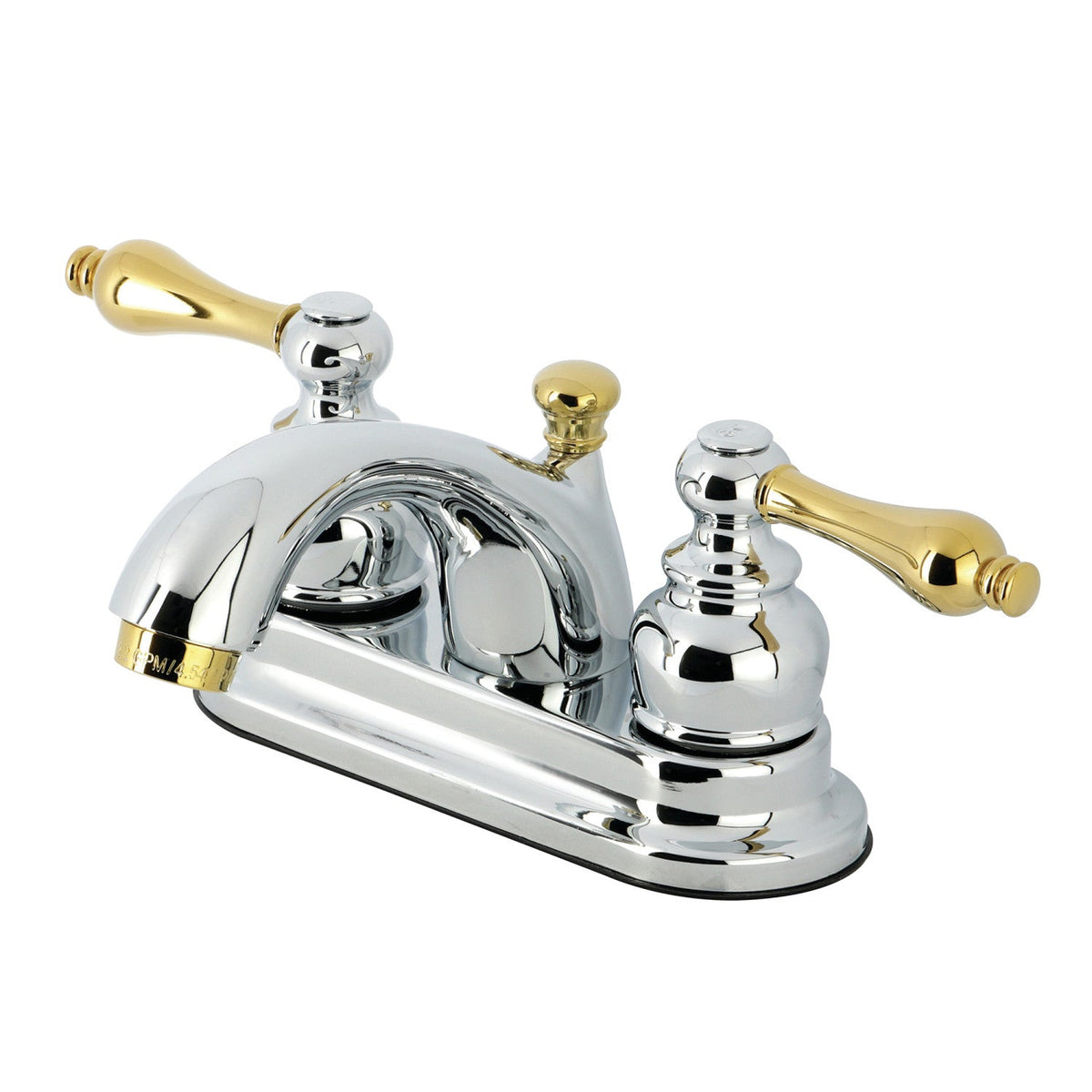 Vintage Double-Handle 4" Centerset Bathroom Faucet with Pop-Up Drain in Polished Chrome/Polished Brass