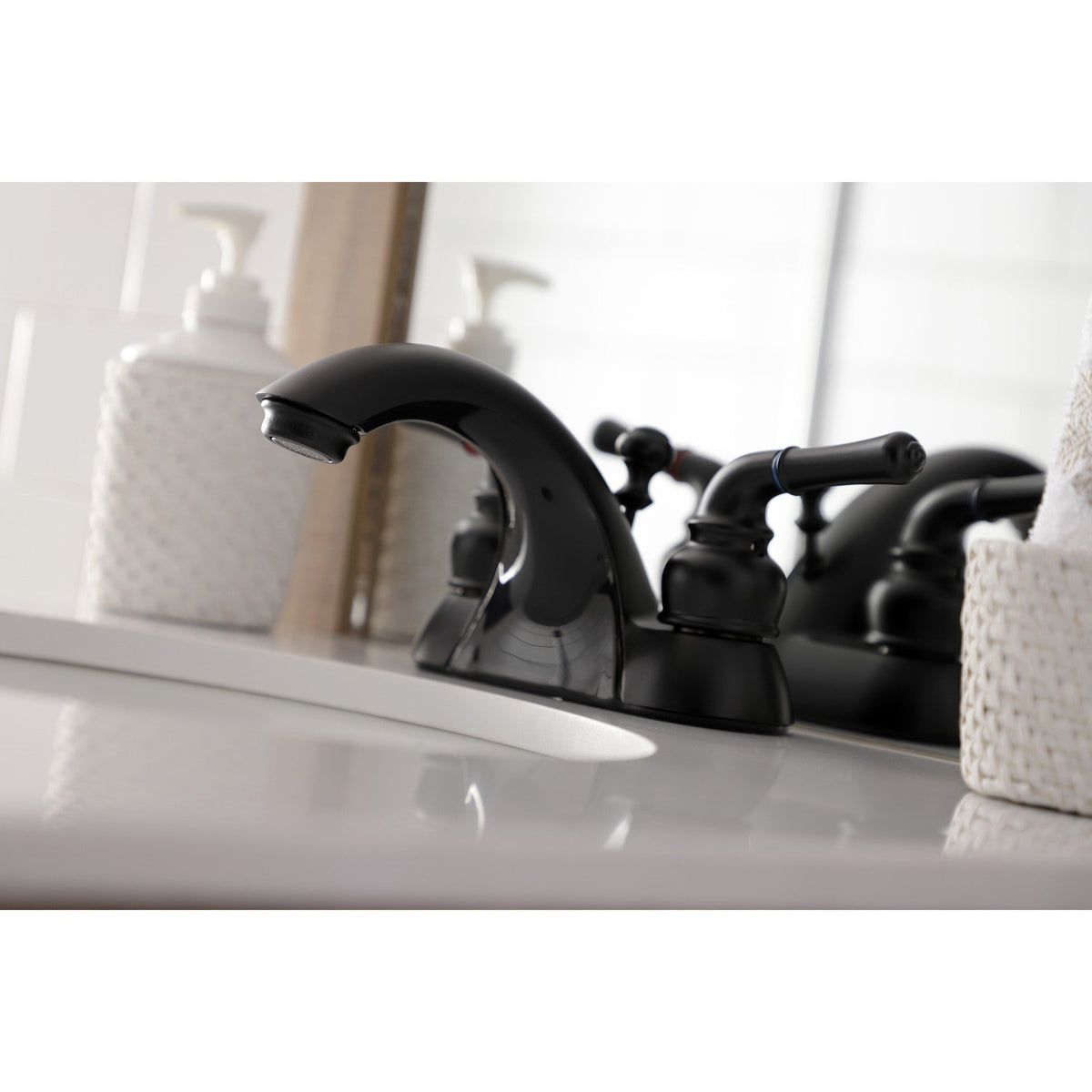 Naples Double-Handle 4" Centerset Bathroom Faucet with Pop-Up Drain in Matte Black
